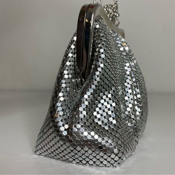 COPY - KATE LANDRY silver metallic mesh rhinestone evening purse formal event - Picture 7 of 15